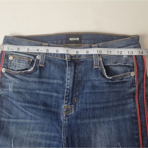 Hudson Zoeey High Rise Ankle Straight Jeans Red Stripes 26 - Picture 11 of 14